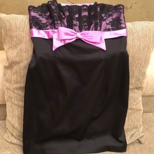 Pink and Black Lace Dress